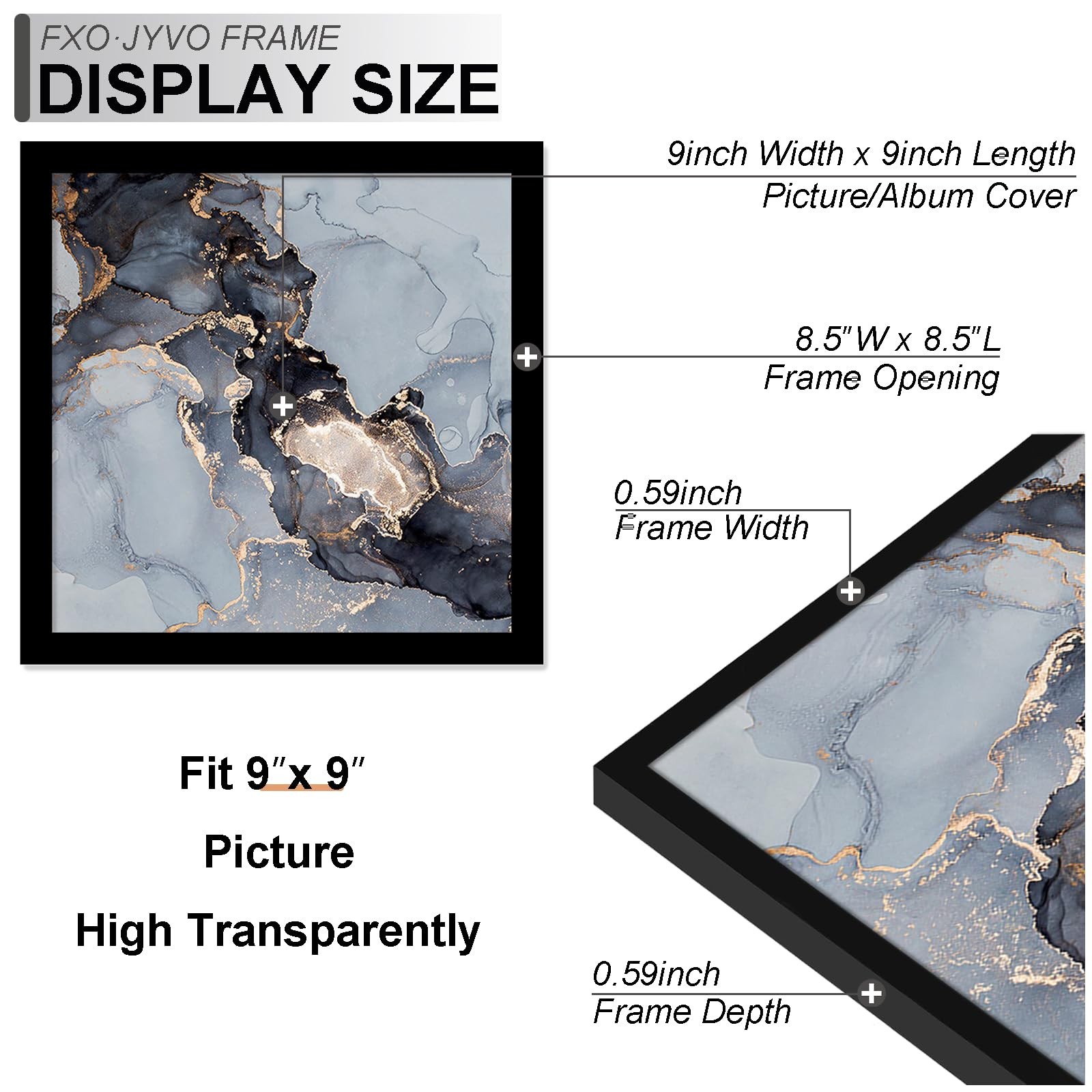 Fxojyvo 9x9 Frame, Black Picture Frame for 9 x 9 Square 9x9, gallery