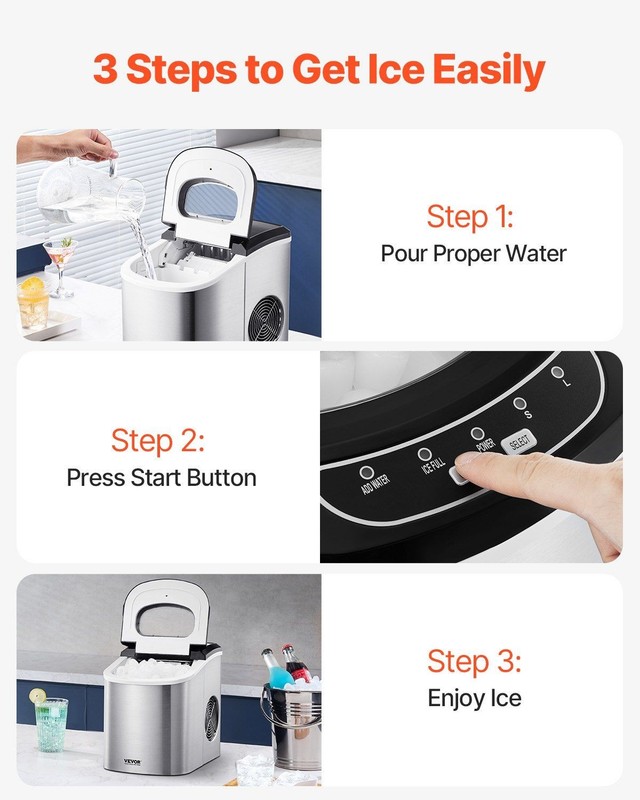 33lb Capacity Per Day Portable Ice Maker with Clean Setting and Basket gallery