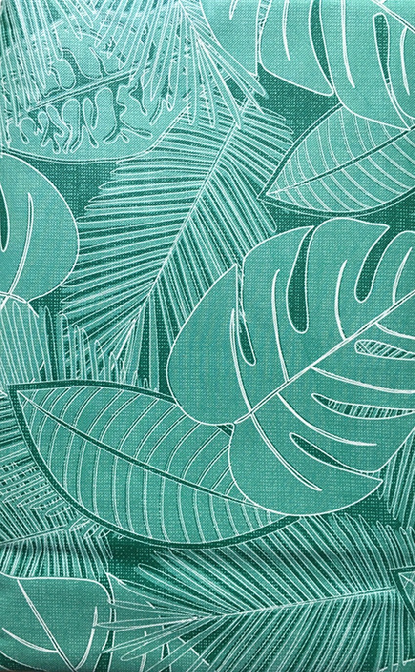 Tropical Leaf Pattern on Green Color Var Size Vinyl Flannel Backed Tablecloth gallery
