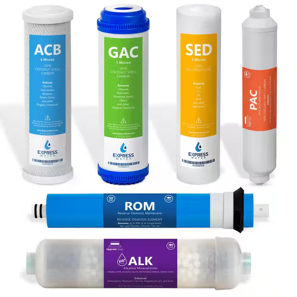 6 Months Alkaline Reverse Osmosis System Replacement - 6 Filters with 50 GPD RO