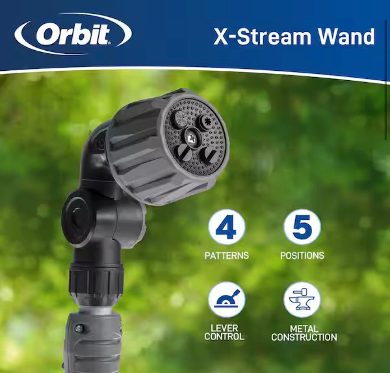 X-Stream 72 In. Extendable 4-Pattern Thumb Control Watering Wand gallery