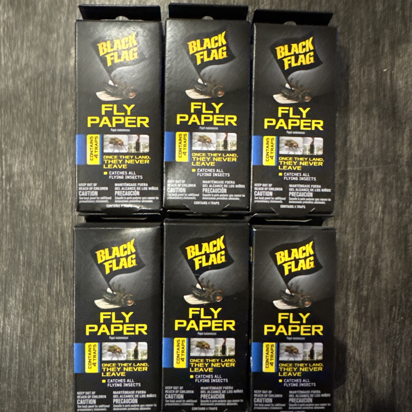 Black Flag HG-11016 Fly Paper Insect Trap, 6 Packs Of 4 Count Ships Fast gallery