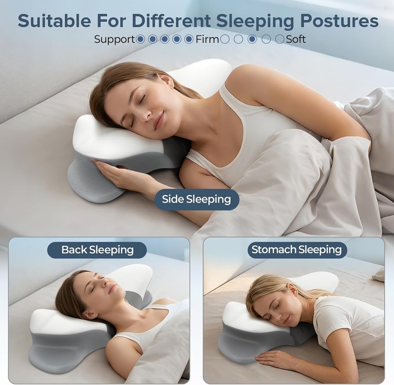 Cervical Neck Pillow Memory Foam Support Travel Office Sleep Pain Relief gallery