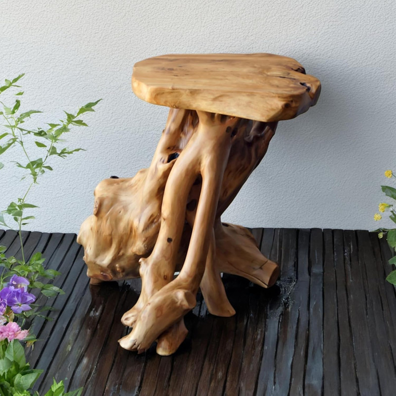 Rustic Natural Tree Stump Stool - 19'' Accent Table & Plant Stand gallery