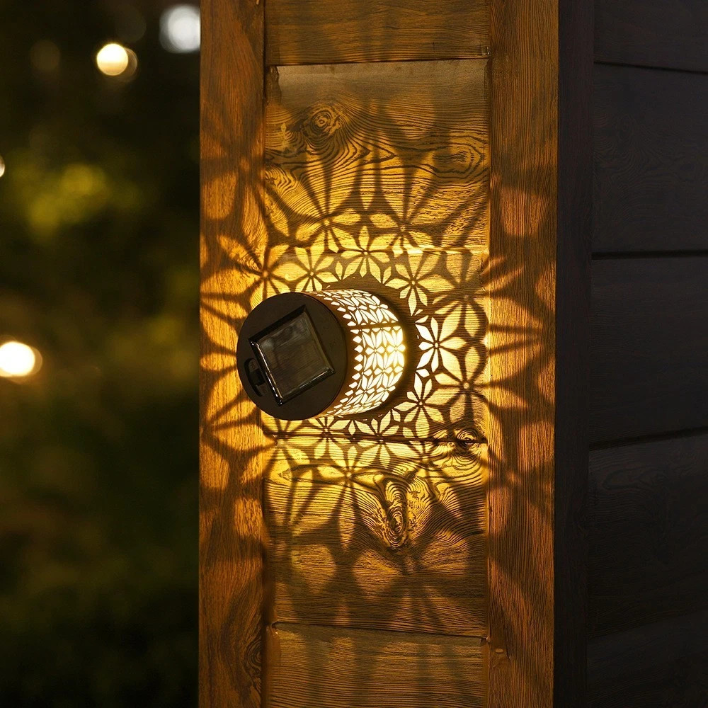 Solar Mandala Wall Light Outdoor Garden Fence Projector Lamp Patio Ambient Decor gallery