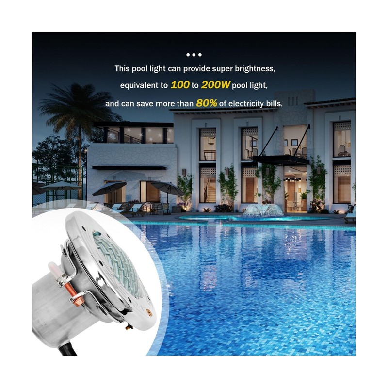 6 Inch LED Spa Lights for Inground Pool, 100FT AC120V 6 Inch White Pool Light... gallery