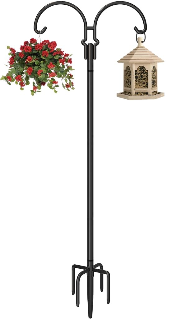 Outdoor Double Shepherds Hook with 5 Prong Base, 76 Inch Adjustable Heavy Dut... gallery