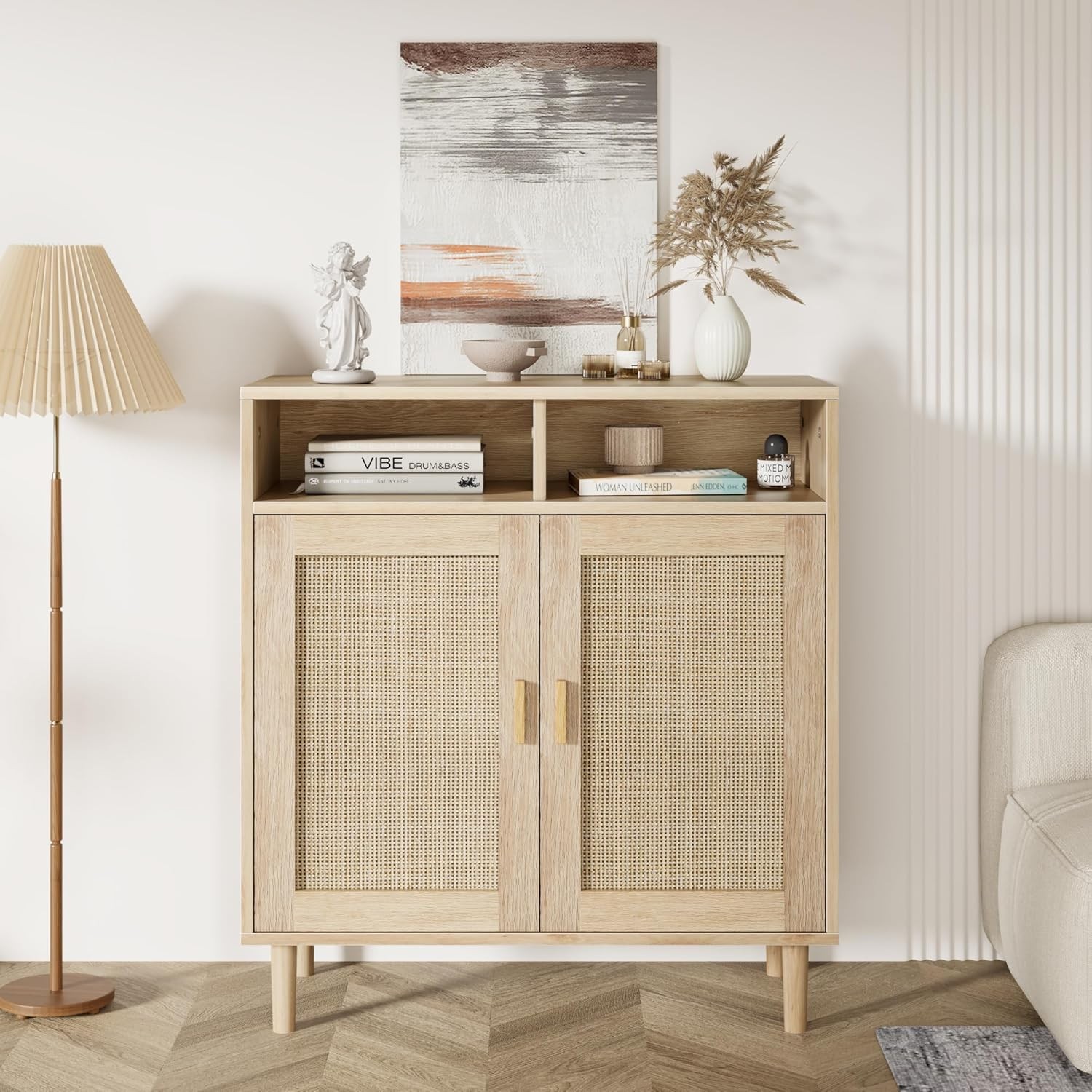 GARVEE Boho Style Rattan Sideboard Cabinet with Ample Storage for Living Room gallery