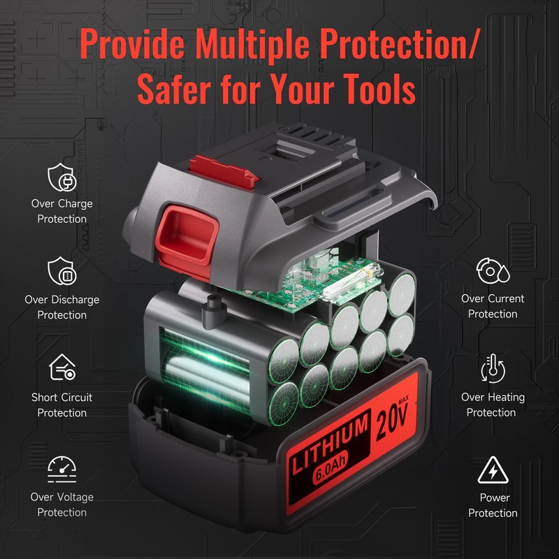 For Black& Decker 20V Lithium Battery LBXR20 LBXR20 LBX20 6.0Ah USB-A Charging gallery