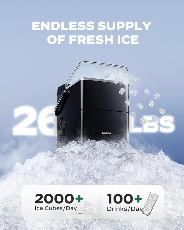 Countertop Ice Maker with Expanding Ice Basket, 9 Cubes in 6 Mins, 2.5L Ice Bask gallery