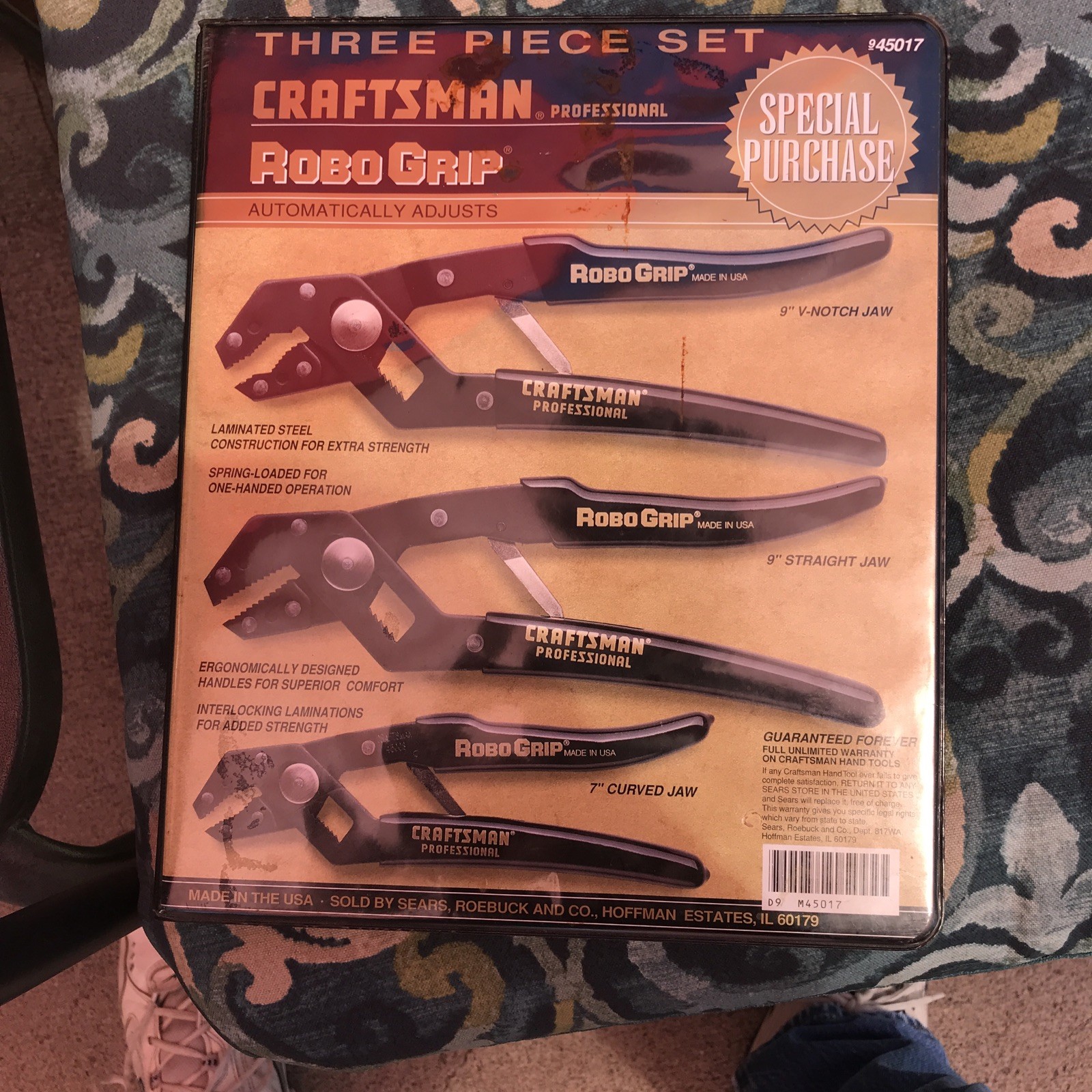 Craftsman Robo Grip Three (3) Piece Set 9" V-Notch 9" Straight 7" Curved W/ Box gallery