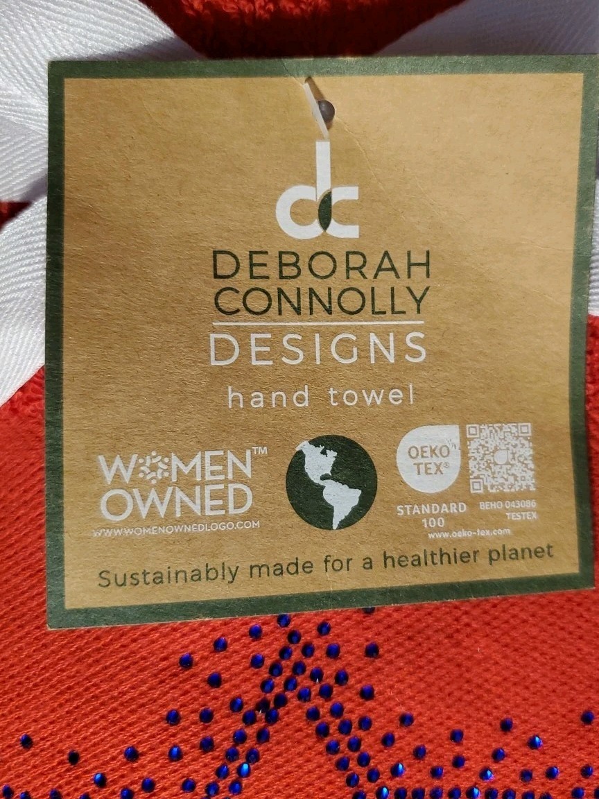 Deborah Connolly 2-pack Red Hand Towels Patriotic Rinestones Blue Stars July 4th gallery