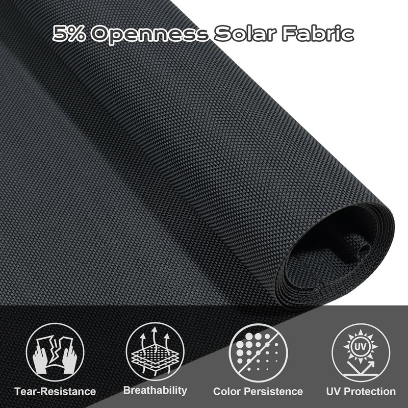 5% Openness Cordless Solar Fabric Roller Shade, 4'W x 8'H Sun Shade for Outdoor gallery