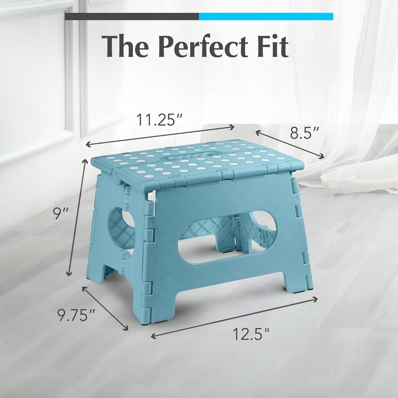 Compact 2-Pack Teal Folding Step Stool - Lightweight & Versatile for All Rooms gallery