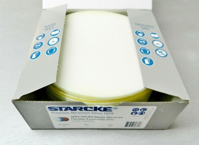 STARCKE Flexible Foam Hook & Loop 6” Grip Discs 500 Grit White 10-Pack Germany gallery