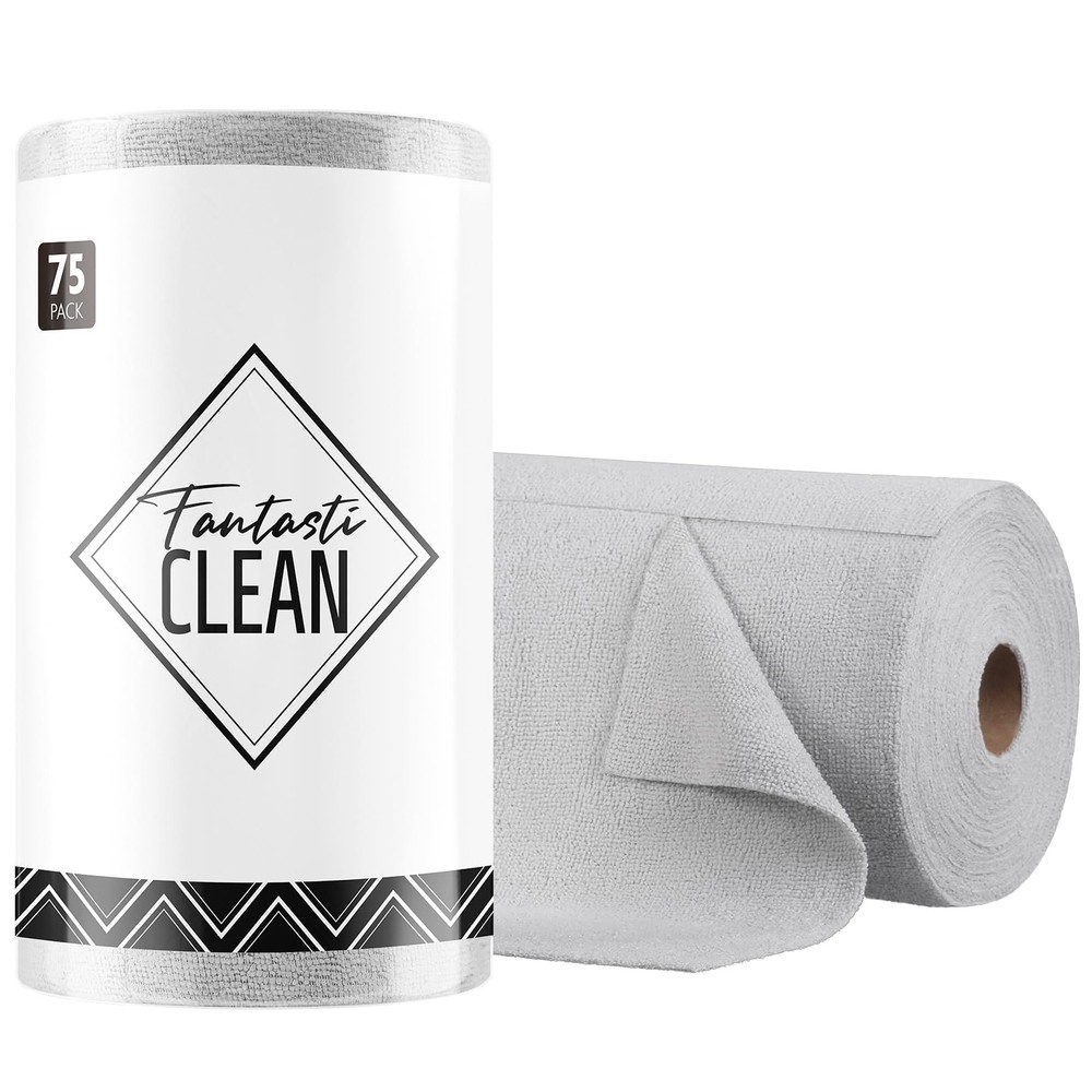 Microfiber Cleaning Cloth Roll -75 Pack, Tear Away Microfiber Towels, 12" x 1...
