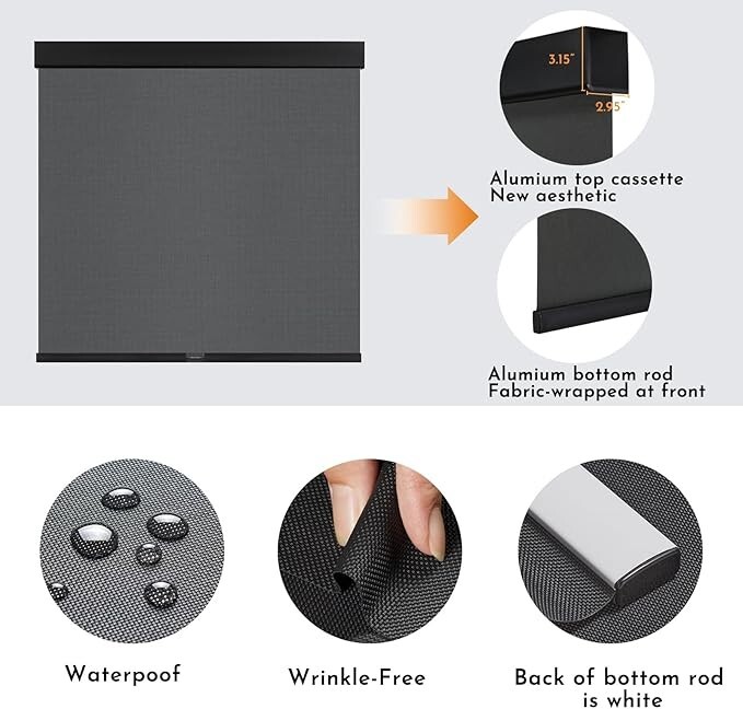 Clearance Black Customized 5% Openness Free-Stop UV Protection Solar Shades gallery