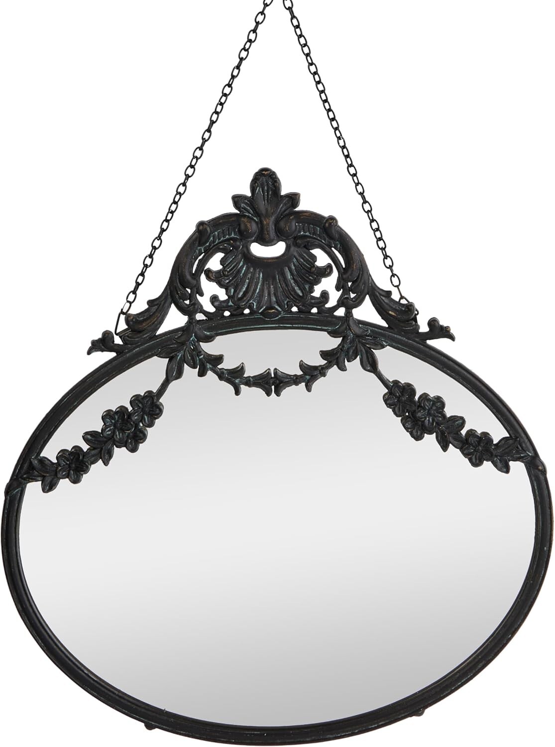 Creative Co-Op Vintage Pewter Framed Wall Mirror with Decorative Chain, Black gallery