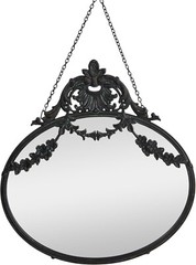 Creative Co-Op Vintage Pewter Framed Wall Mirror with Decorative Chain, Black