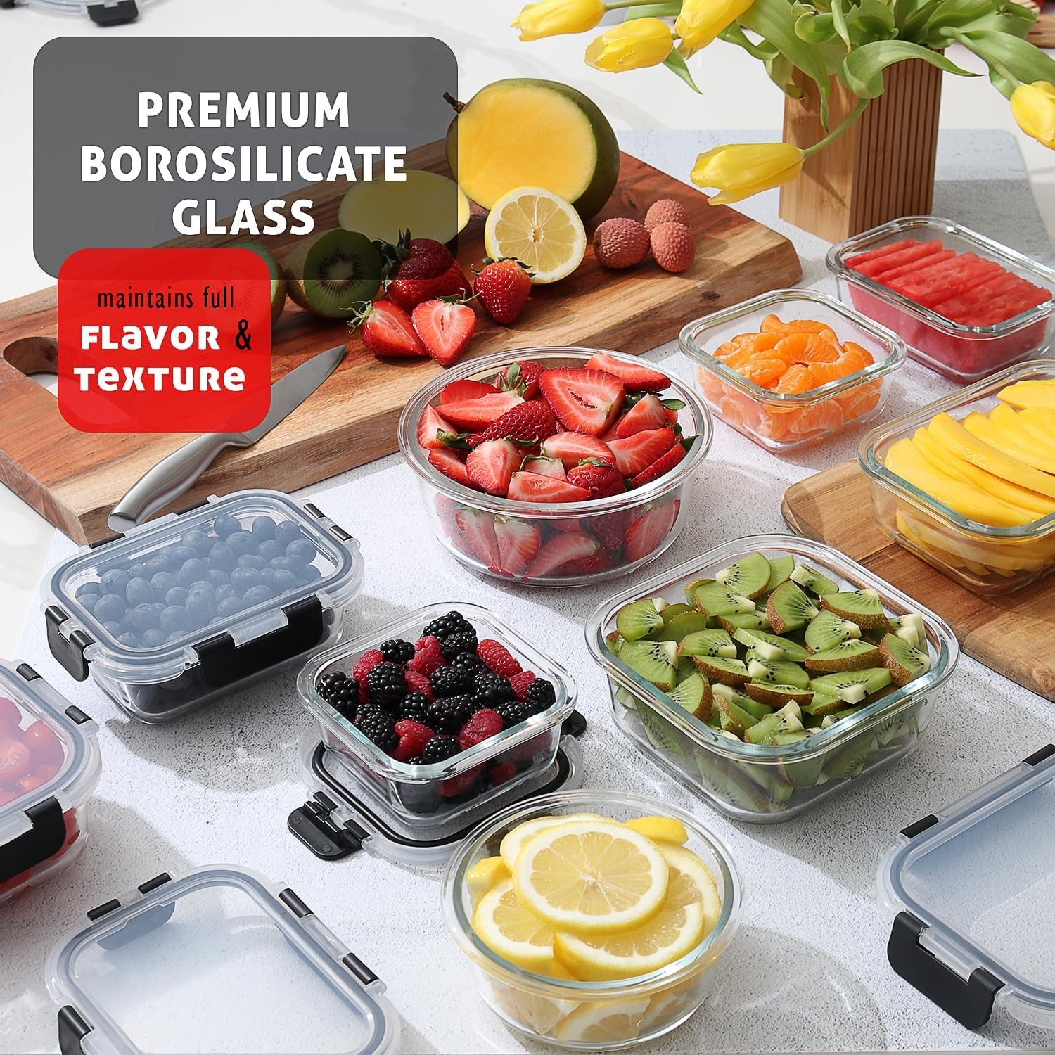 Glass Food Storage Containers 48pc with Lids 24 Sets gallery