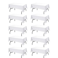 10-Pack White Tablecloths for Rectangle Tables, 60 x 102 Inches, Stain-Resist…