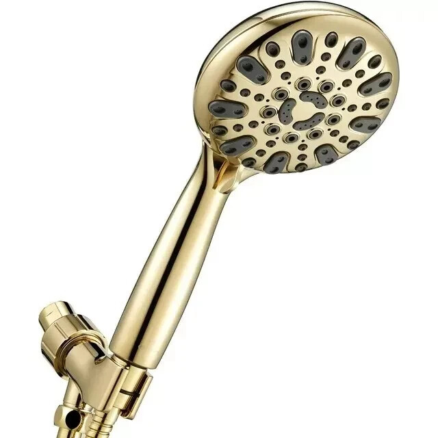 Polished Brass (GOLD) Modified High Pressure Shower Head Hand Held 6 Setting gallery