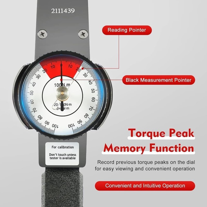 Dial Indicator Torque Wrench w/Box, 1/2" Drive Indicating Torquemeter 0-100 NM gallery