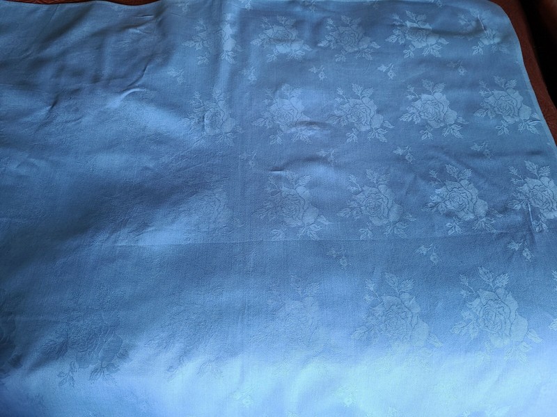 Roses Medium Cadet Blue Ascot Damask Tablecloth 45" Square Artex 100% Cotton gallery