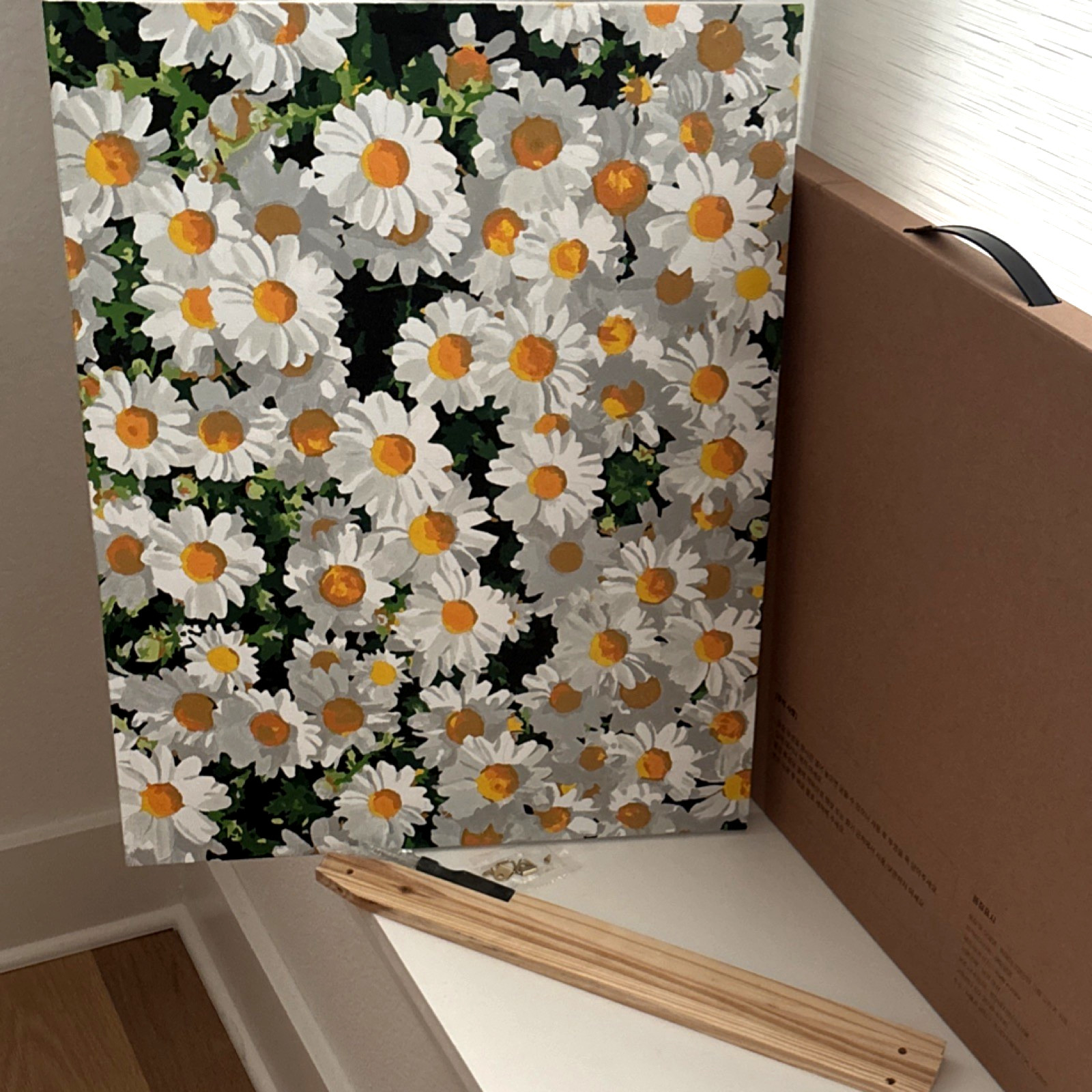 Hand Painted Daisy Canvas Art 'Finished Paint' by Number Floral Wall Decor gallery