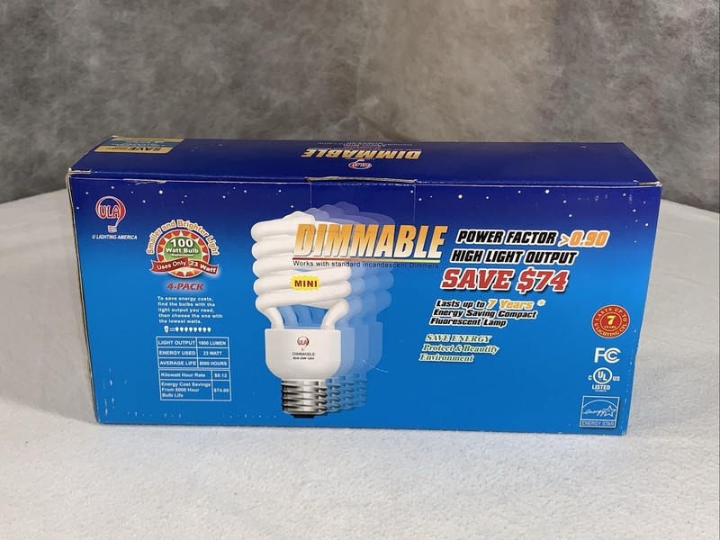 ULA Dimmable CFL 23W Light Bulb 4 PACK LED SDS23-4P NEW & SDS15-4P Open Box 3 CT gallery
