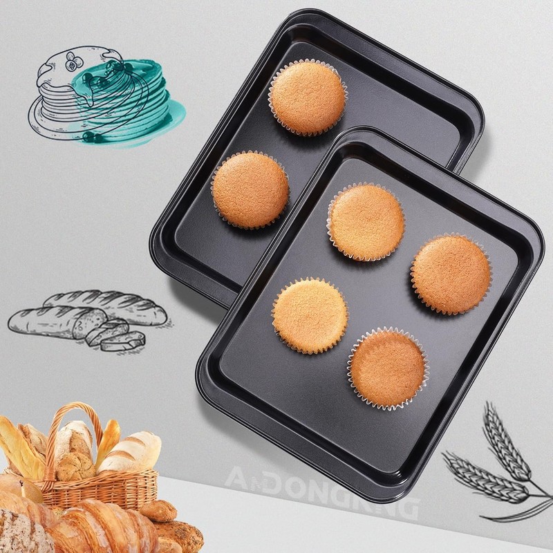 Small Cookie Sheets, Baking Pans, Nonstick Carbon Steel Baking Sheets, 2-Pack, 9 gallery