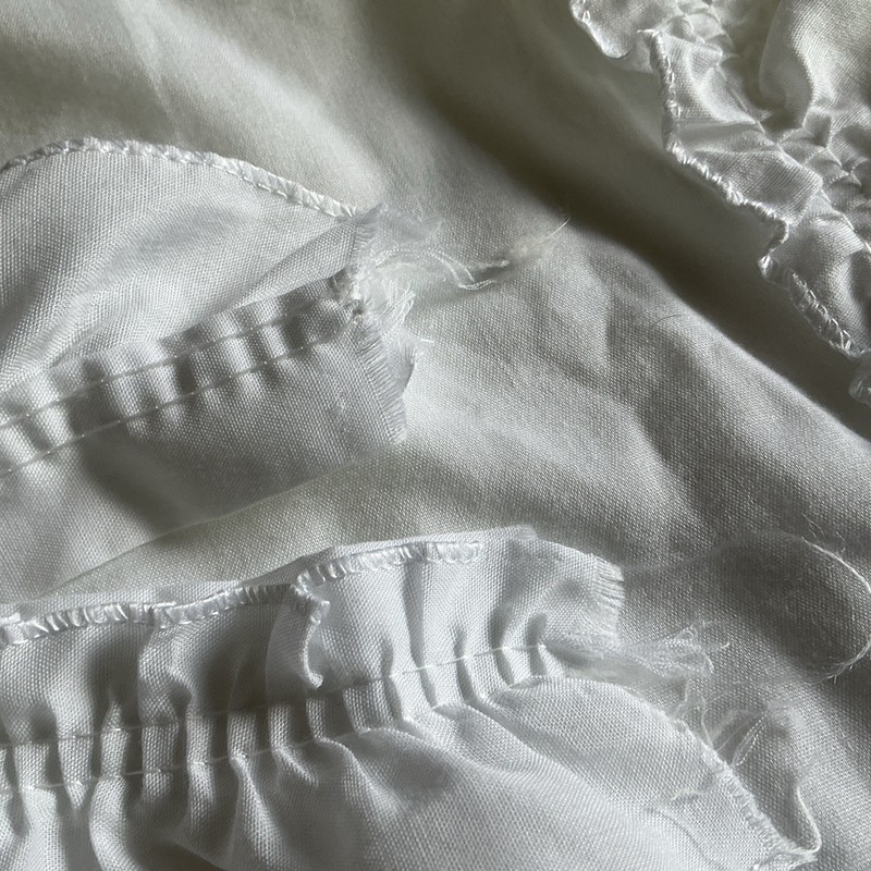 (1 Set + Tiebacks) Vintage White Ruffle Cafe Curtains 28x58” Each A42 gallery