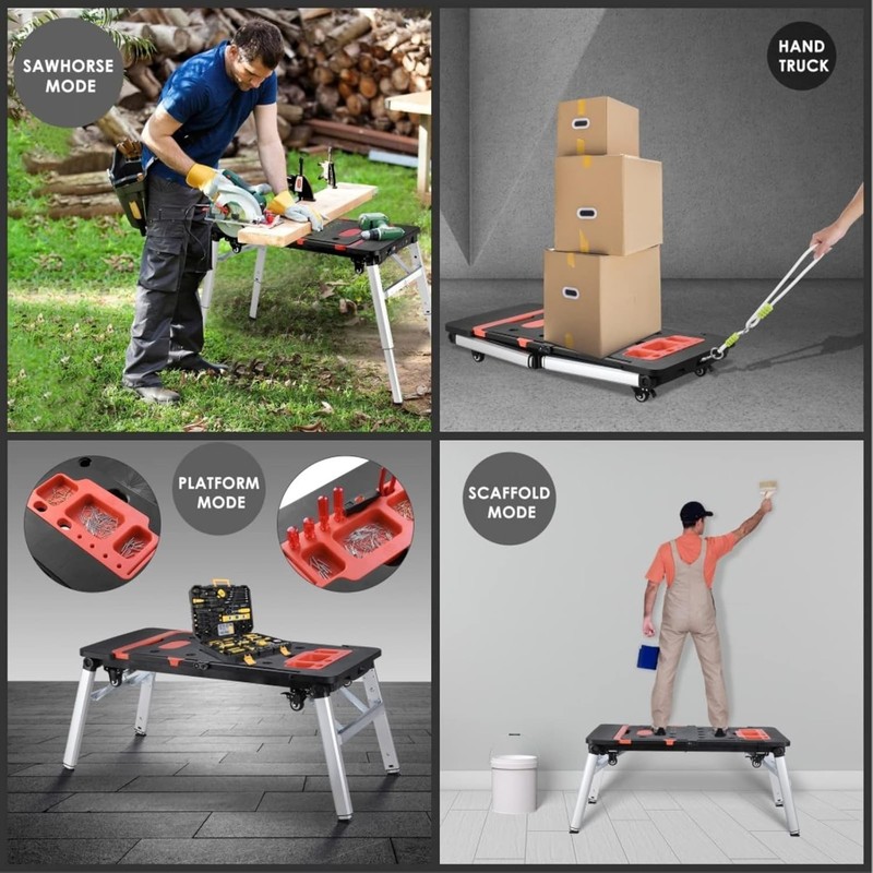 Folding Work Table Portable Workbench, Sawhorse, Scaffold, Platform, Car Creeper gallery