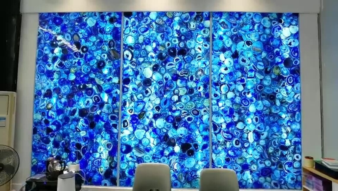Blue Agate Dining Countertop, Blue Agate Conference Table, Stone Wall Panel gallery