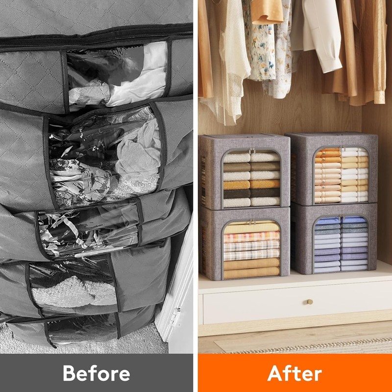 Stackable organiser with metal frame, cloth organiser with clear window and zip gallery