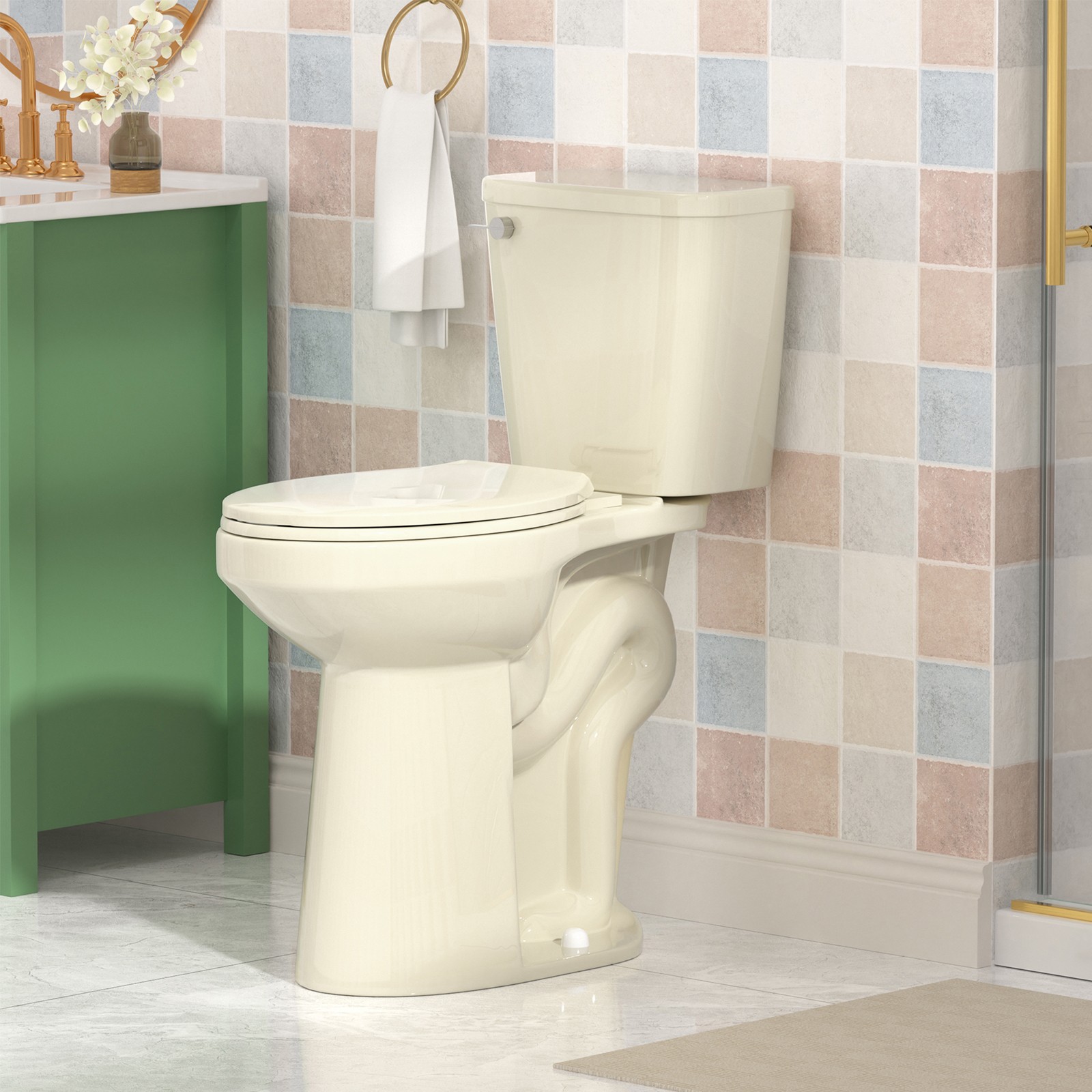 21" Tall Two Piece Toilet Extra High Toilet Elongated Bowl for Senior 1.28 GPF gallery