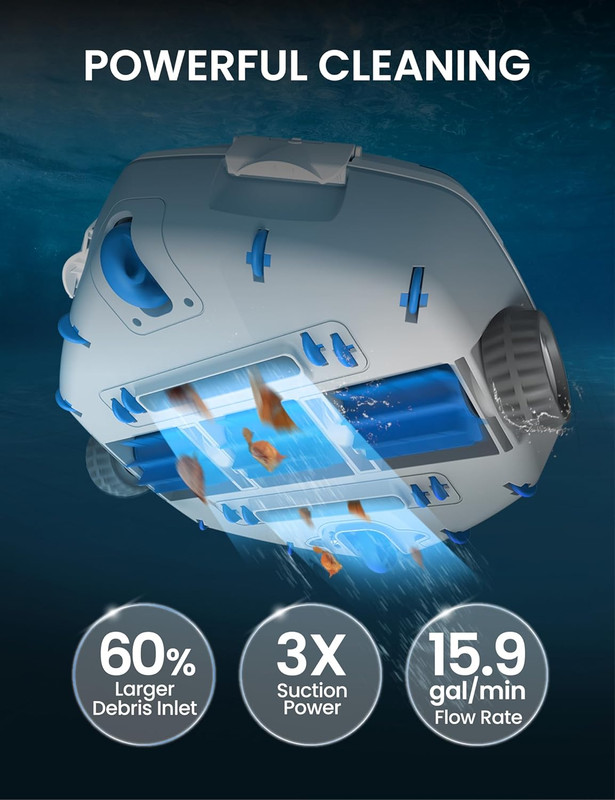 2025 Medium Duty Robotic Pool Cleaner, 15.9GPM Strong Suction, 3X Storage Size, gallery