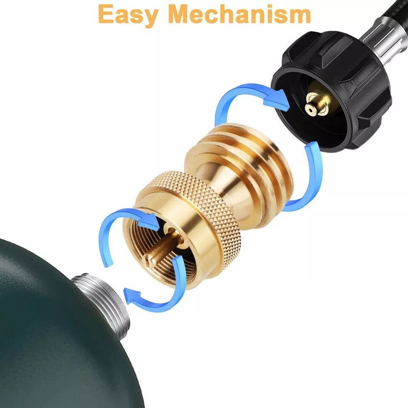 Universal Solid Brass Propane Tank Adapter 20LB to 1LB Converter QCC1 Regulator gallery