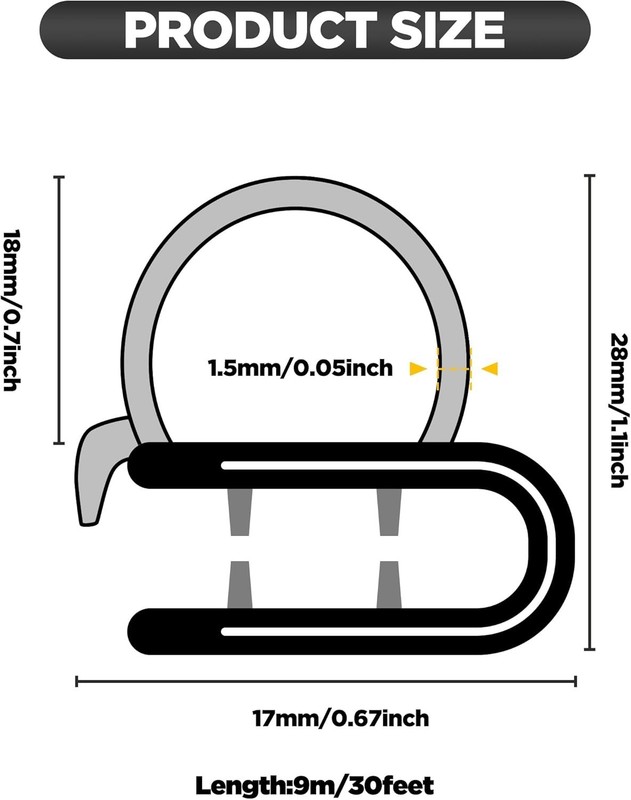 High-Quality Rubber Weather Stripping Trim Seal - 30FT for Vehicle & Home Use gallery