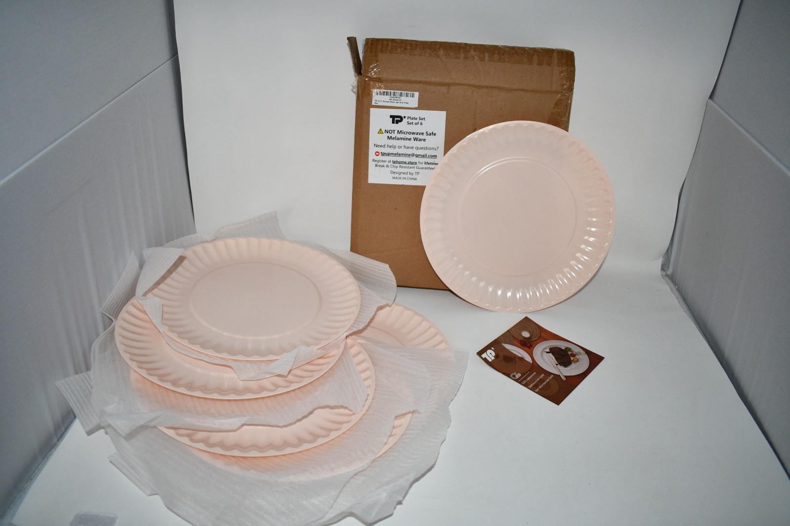 TP 10.5" Reusable Melamine Dinner Plates, Set of 6, Light Pink, NWT gallery