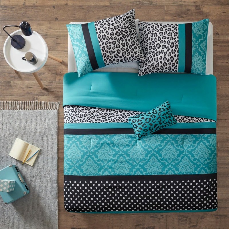 Comforter Set Queen Black Blue White Stripe Dot Animal Print Pillow Sham Bed gallery