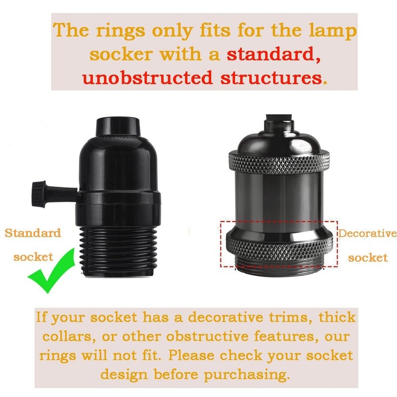 4PCS E26 Light Socket Shade Rings Collar Rings, 2 Assorted Size Lamp Shade Ri... gallery