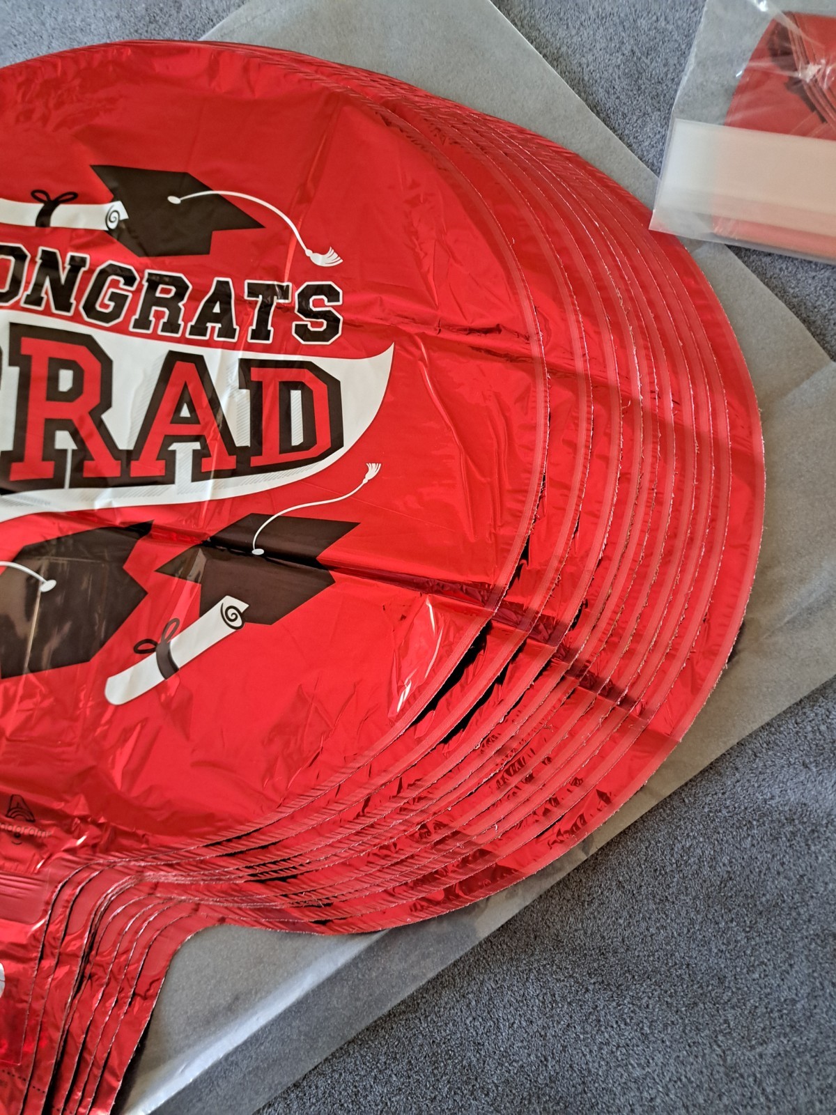 17" (10-in a pack) Red, Blk, White Graduation Mylar Balloons. gallery