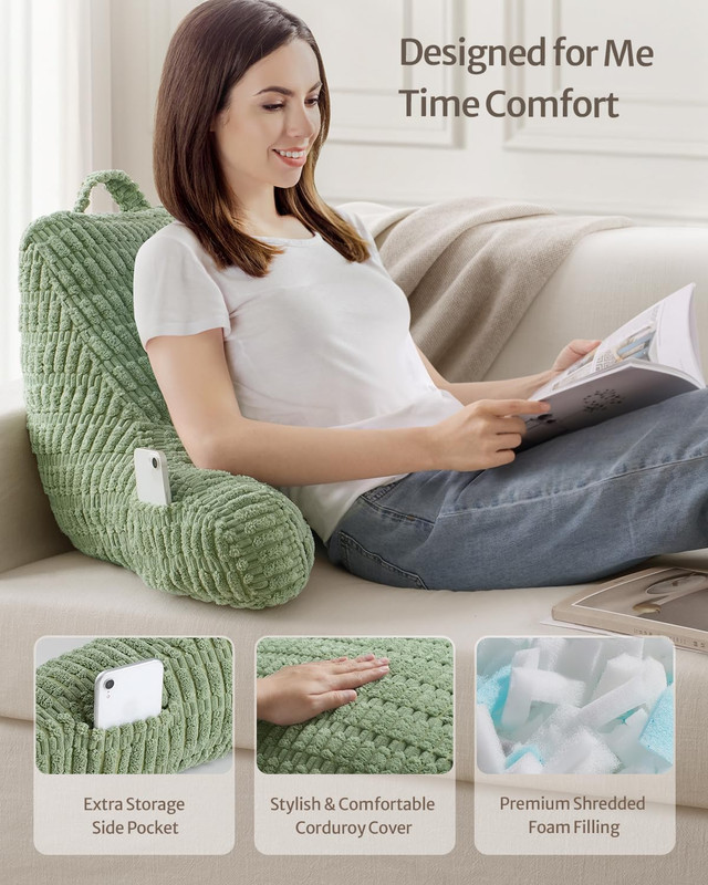 Reading Pillow, Backrest Pillow with Shredded Memory Foam for Adult & Children, gallery