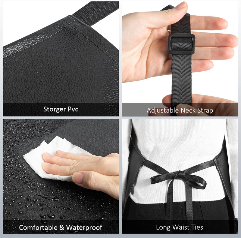 Waterproof Apron, Heavy Duty Extra Long Rubber Vinyl Aprons with Pocket for Men, gallery