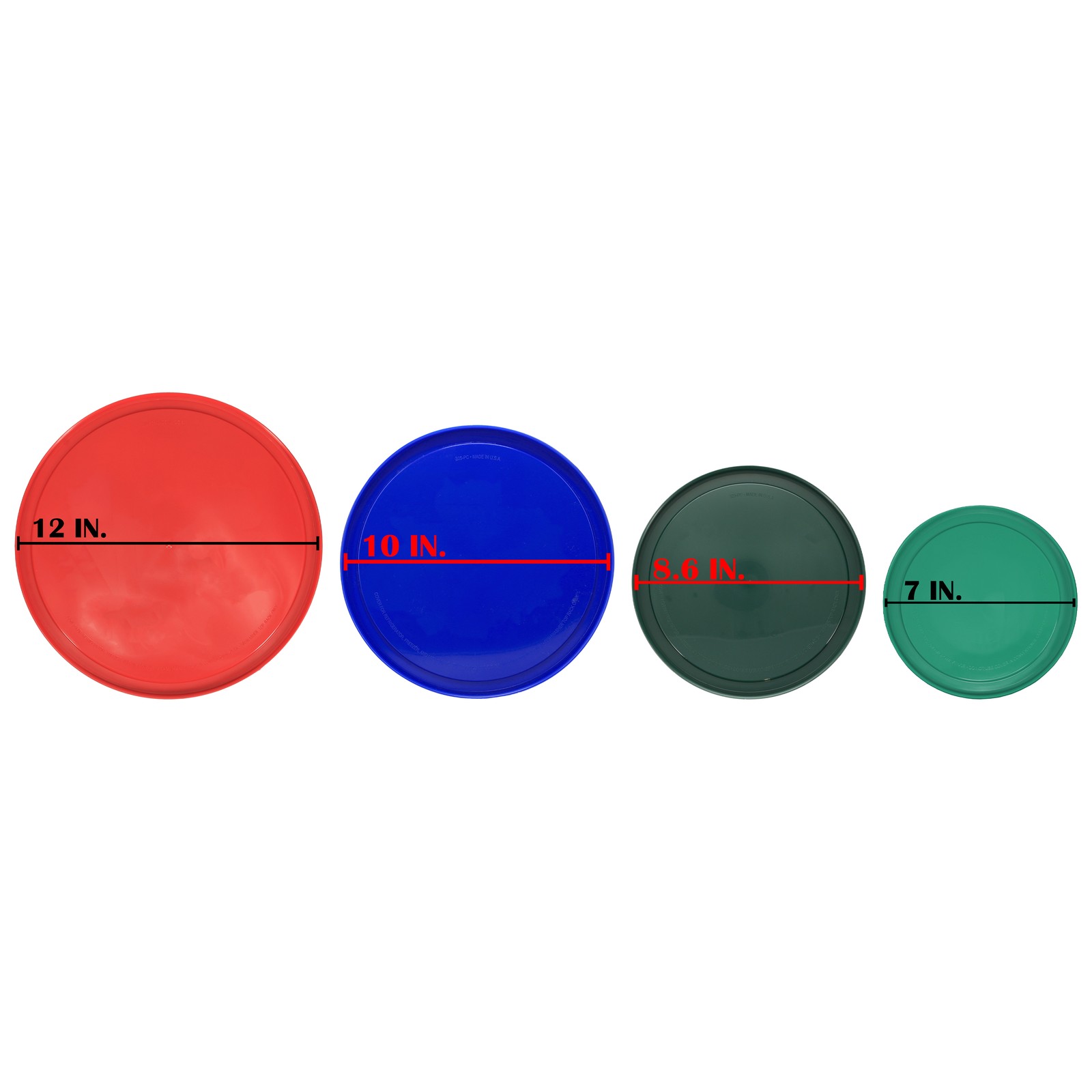 Pyrex 322-PC Green, 323-PC Thyme Green, 325-PC Cadet Blue, 326-PC Red Lids gallery