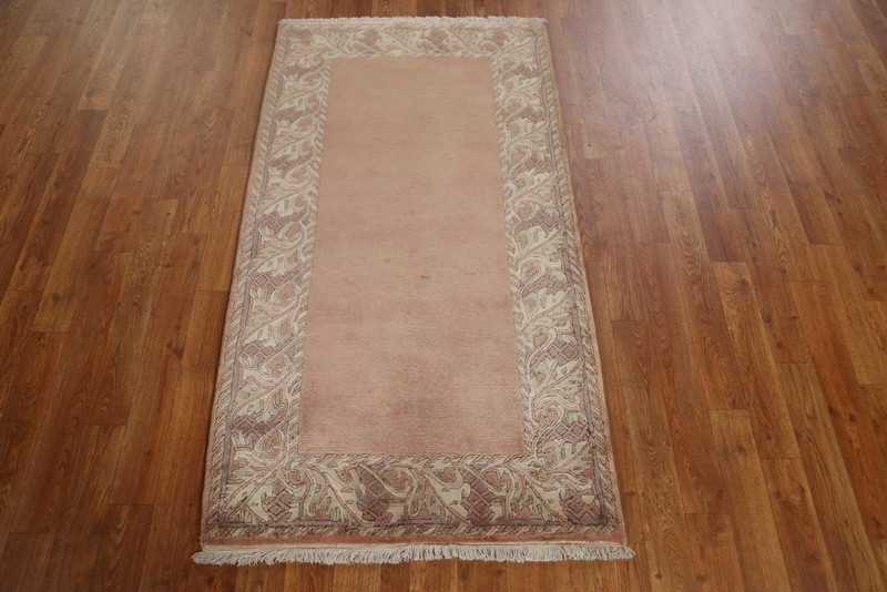 Contemporary Bordered Nepalese Oriental 3'x5' Rug Hand-knotted Plush Wool Carpet gallery