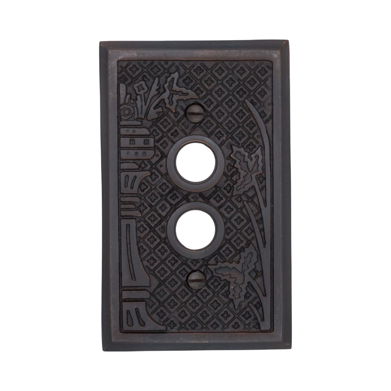 Victorian Style Single Gang Push Button Switch Cover Plate Heavy Bronze gallery