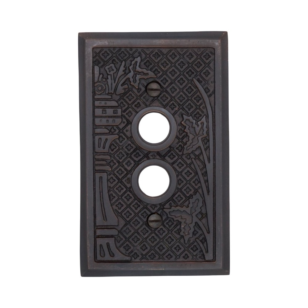 Victorian Style Single Gang Push Button Switch Cover Plate Heavy Bronze