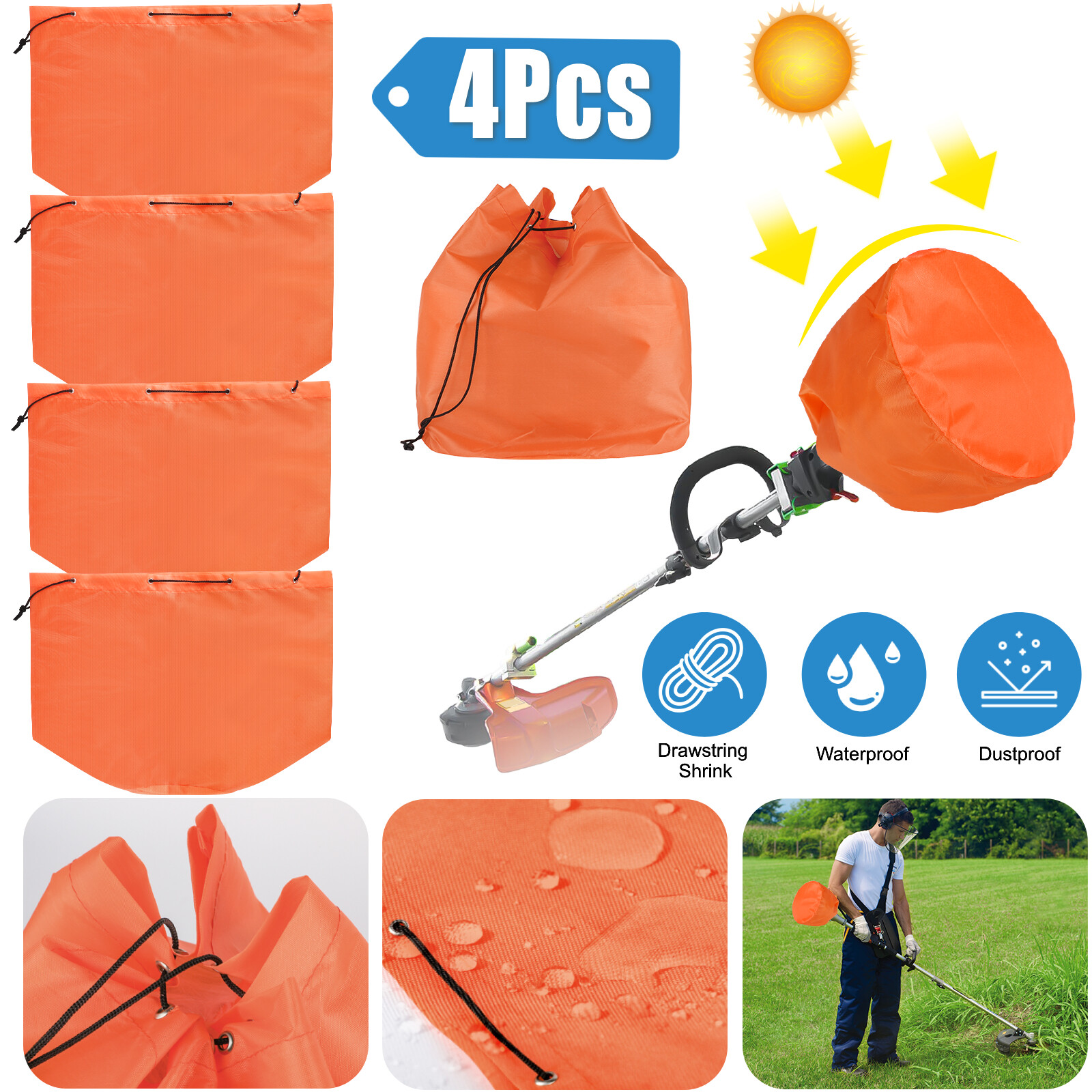 4Pcs Orange Trimmer Guard Waterproof Dustproof Cover Wrap For Weedeater Engine gallery